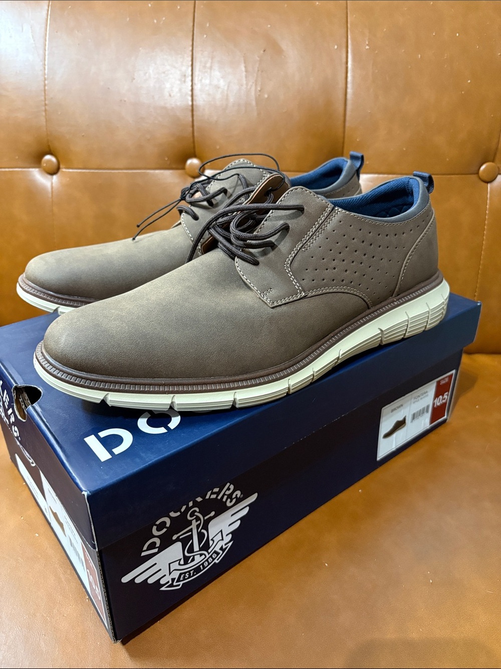 Dockers Brown Lace-Up Oxford with White Sole. Never worn.